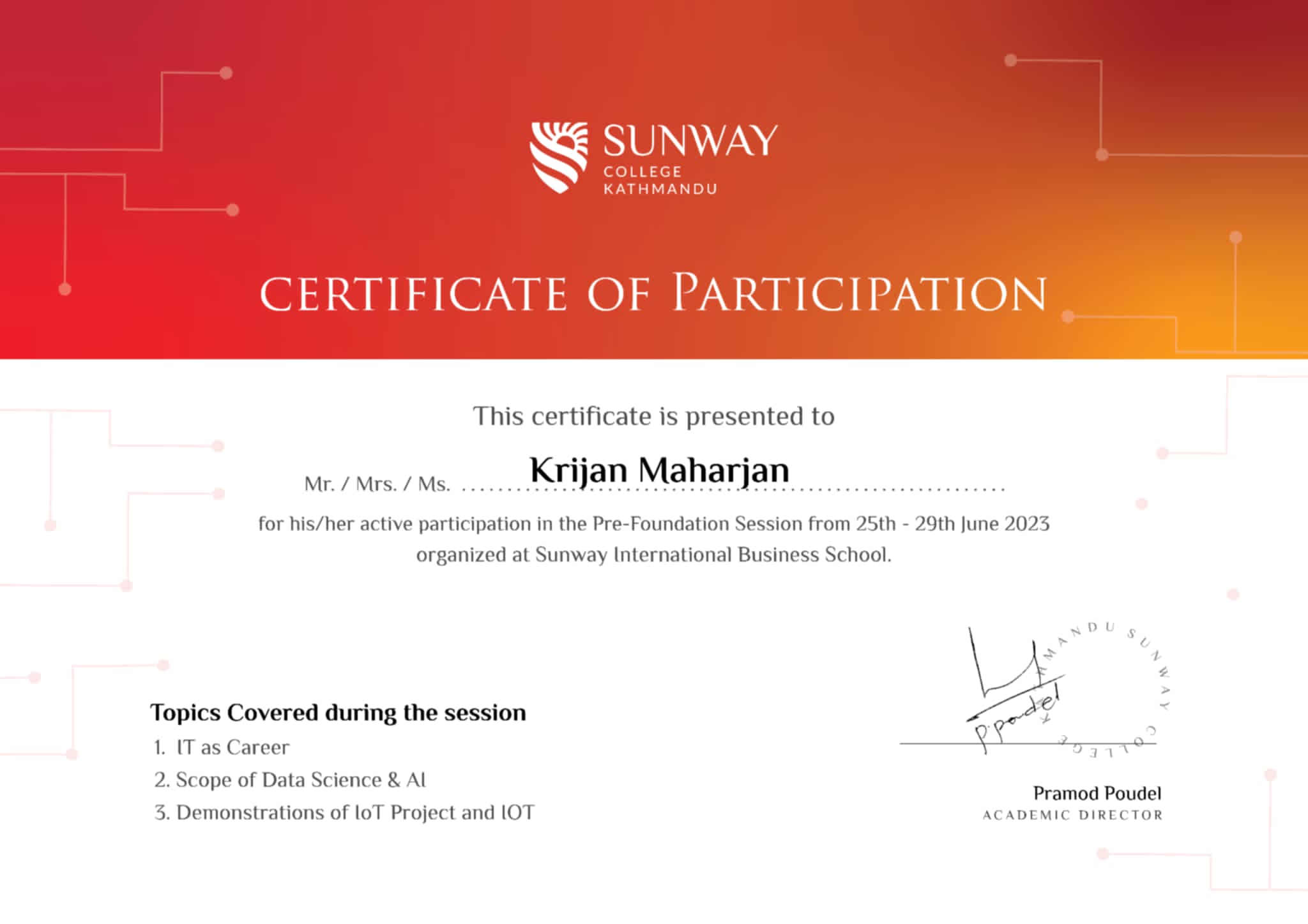 Database Certificate